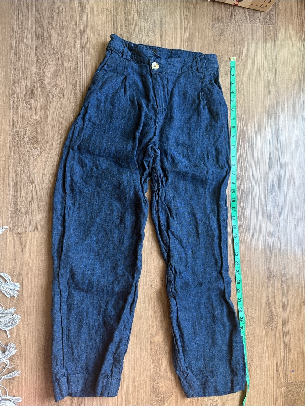 Zara 100% Linen Navy Trousers